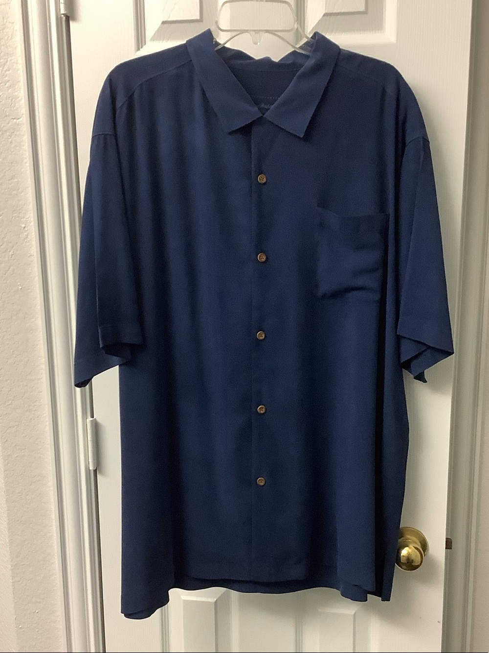 Men's TOMMY BAHAMA 100% silk Navy Short-Sleeve Button-Up Shirt XXL